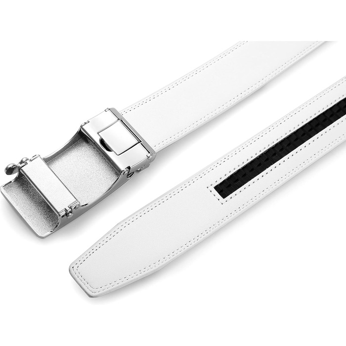 Чоловічий шкіряний ремінь на автоматичній застібці для ділового костюма, ширина 3,5 см, білий, довжина 125 см, підходить для обхвату талії 92-107 см