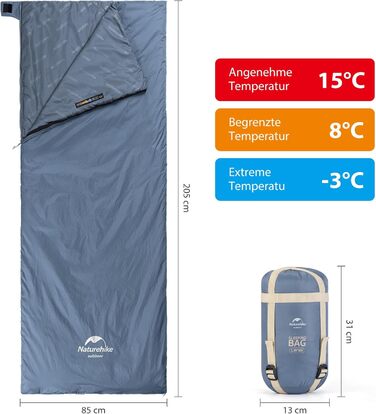 Naturehike Sleeping Bag - 7°C Warm Weather Sleeping Bag for Hiking, Backpacking & Camping - Lightweight, Youth & Adult