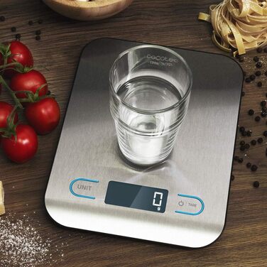 Кухонні ваги CookControl 10000 з підключенням до програми, нержавіюча сталь, зважування від 1 г до 5 кг, LCD-дисплей, плоский дизайн, антифнгерпринт-покриття, сенсорне управління