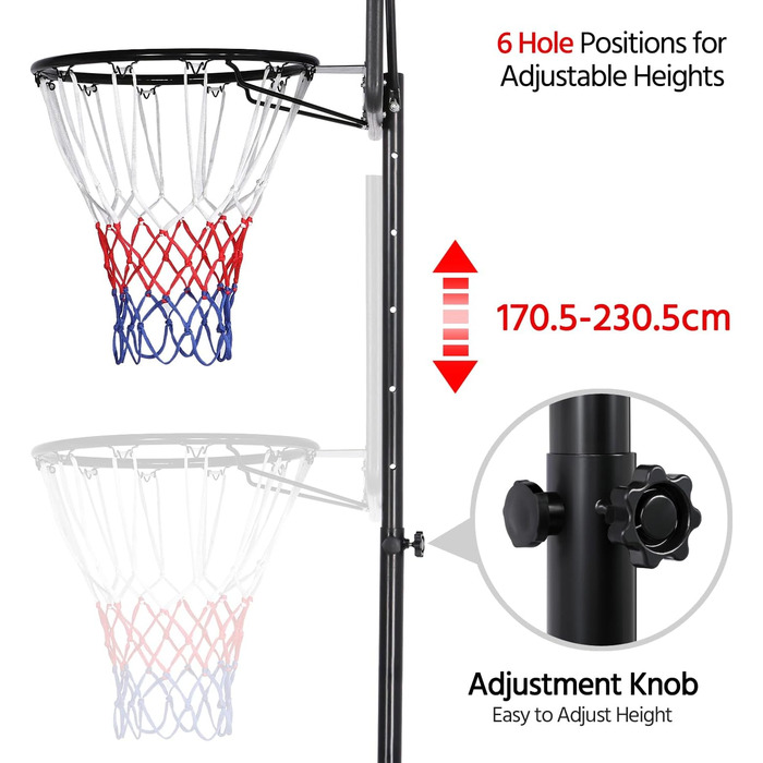 Yaheetech Adjustable Basketball Stand with Wheels - Outdoor Basketball Hoop System
