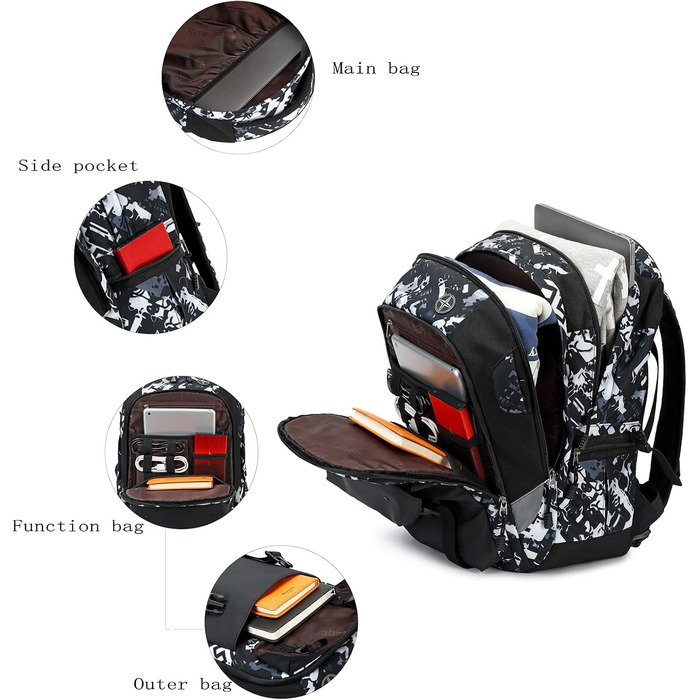 Шкільний рюкзак для хлопчика та дівчинки-підлітка, водонепроникний, 5-13 клас, 8-16 років, сірий