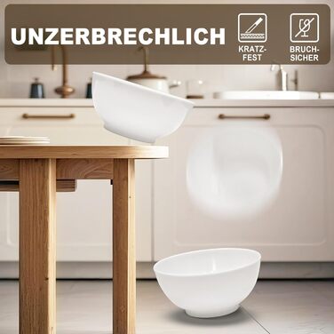 36-ти елементний набір посуду – міцний, легкий, з 26 oz мисками, десертними та обідніми тарілками, придатний для миття в посудомийній машині, багаторазовий, подарунок для дому, для щоденного використання, білий (6-дюймові миски, 6 наборів)