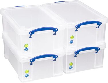 Пластикова прозора коробка для зберігання Really Useful Box 9 л з кришкою та кліп-заскобами, універсальна, для дому, офісу, школи та творчості