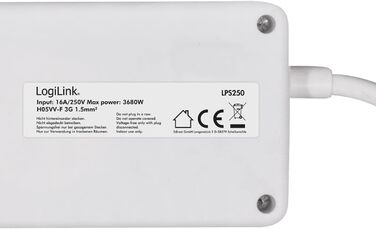 Смуга розподілу LogiLink LPS233 з 6 розетками, захистом від перенапруги та дитячим замком, CEE 7/3 (біла)