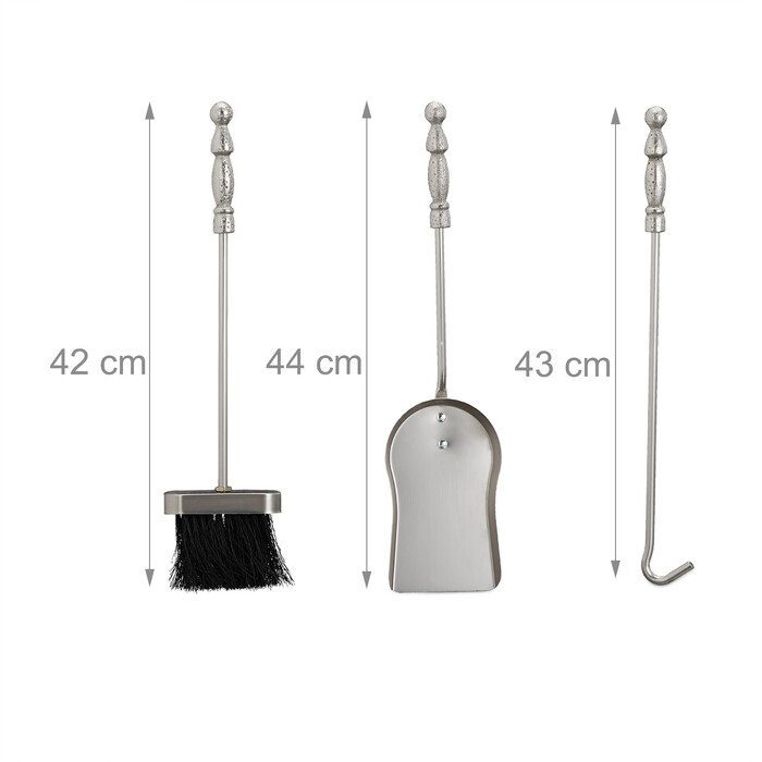 Relaxdays Fireplace Set Knight Cast Iron 4-Piece