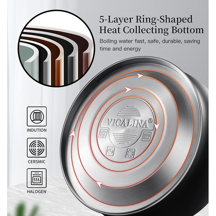 Чайник для плити Teekessel & Teekanne 2.6 л з свистком, нержавіюча сталь, полірована чорна поверхня