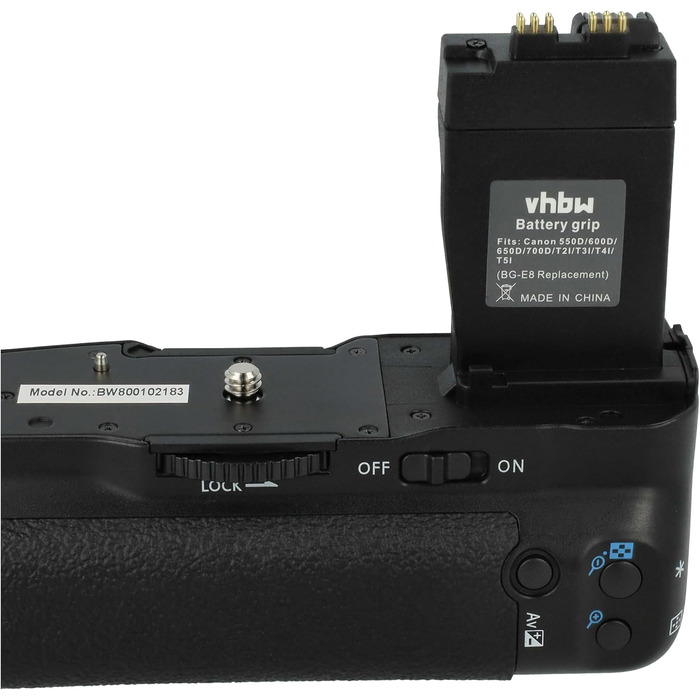 vhbw Батарейний хват сумісний з Canon EOS 550D, 700D, Kiss X4, Kiss X5, Kiss X7i, Kiss X6, 650D, 600D цифровою дзеркальною камерою (DSLR)