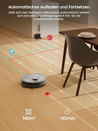 Робот-пилосос LEFANT M2 з функцією миття підлоги, 6000Pa, LiDAR-навігація, зони заборони, керування через додаток/Alexa, ідеальний для шерсті тварин, килимів та твердих підлог M2G