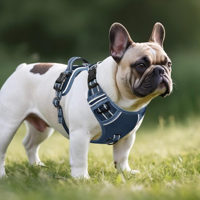 Шлейка для собак HEELE з регулюванням натягу, світловідбиваюча, для середніх собак, з м'якою ручкою, коричнева, розмір M (обхват грудей 38-71 см)