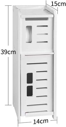 PVC Toilet Paper Holder with Brush - 2-in-1 Bathroom Organizer - White (39cm)