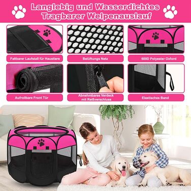Переносний вольєр для цуценят, вольєр для собак, складаний вольєр для котів, вольєр для цуценят для дому, вольєр для собак, котів, кроликів, 74 x 74 x 43 см (Сірий)