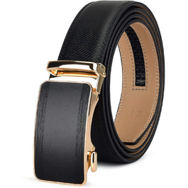Чоловічий шкіряний ремінь з пряжкою-рачею, великий та тонкий, регульований 110 см/28'-36' розмір, золота пряжка + чорний ремінь