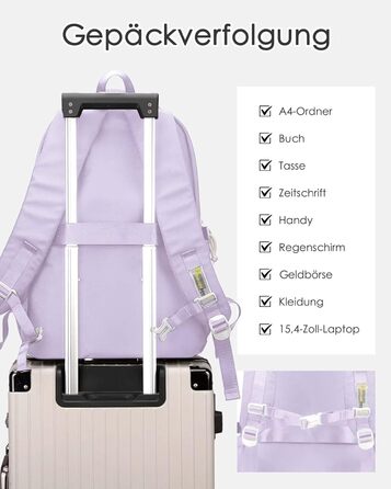 Шкільний рюкзак для підлітків: водонепроникний, великий, підходить для дівчат та хлопців, для школи, подорожей та повсякденного використання (фіолетовий)