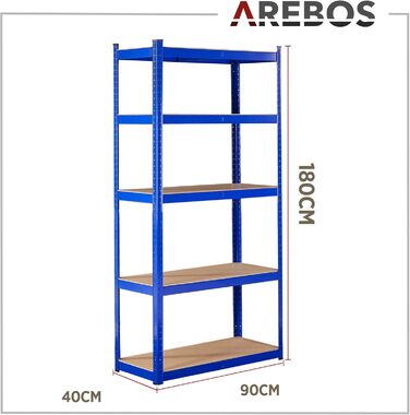 Arebos Heavy-Duty 2-Tier Shelf - 180x90x40cm - 875kg Capacity