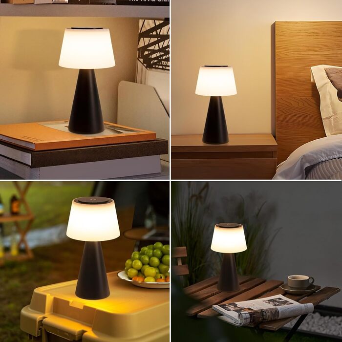 Акумуляторна настільна лампа LED 2 шт. чорна - бездротова, сенсорна, з USB зарядкою для спальні, вітальні, вулиці