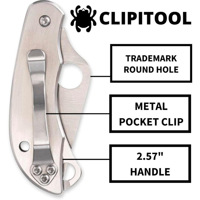 Ніж складаний Spyderco ClipiTool з ножицями, нержавіюча сталь, металевий корпус