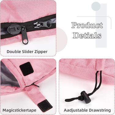 Zusentee 3-4 Season Sleeping Bag - Waterproof, Lightweight & Warm for Adults & Kids Camping, Hiking & Travel (Pink/Gray)