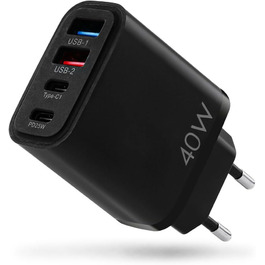 Мережевий адаптер AXFEE 65W з 5 портами: USB-C та USB-A, швидка зарядка PD 3.0, для iPhone 14 Pro Max 13, чорний
