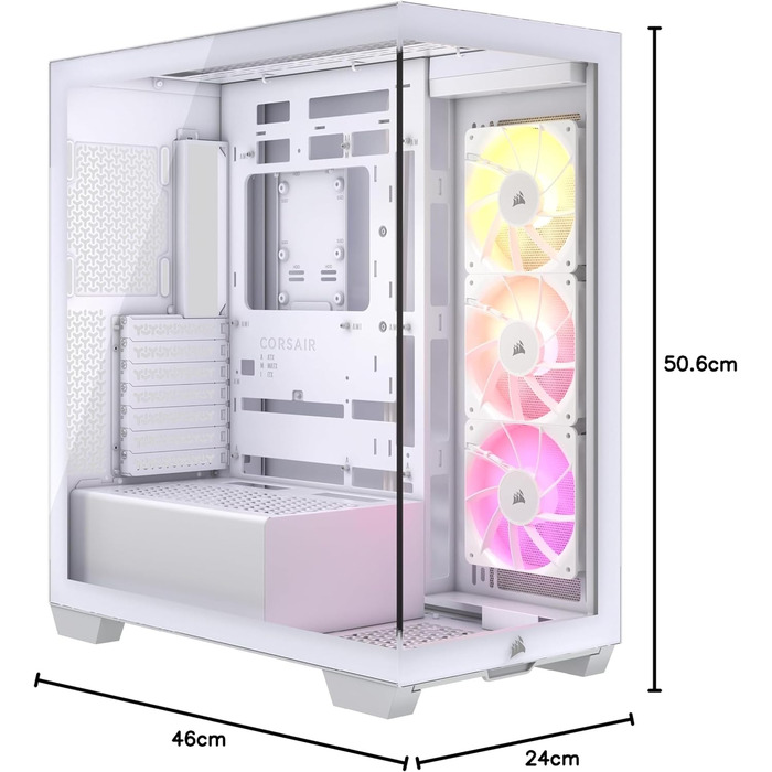Корпус ПК CORSAIR 3500X ARGB Mid-Tower ATX з загартованим склом, білий - з 3 вентиляторами CORSAIR RS120 ARGB