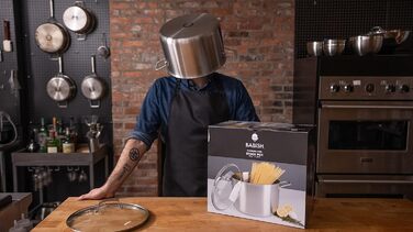 Каструля Babish з кришкою, тришарова нержавіюча сталь, 12 кварт (11,4 л) для бульйонів і супів
