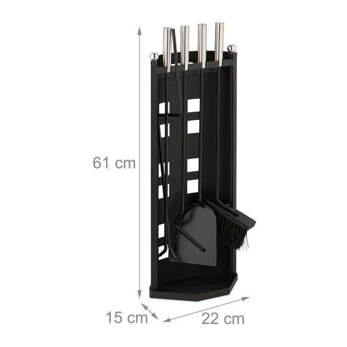 Relaxdays 5-Piece Fireplace Tool Set in Black