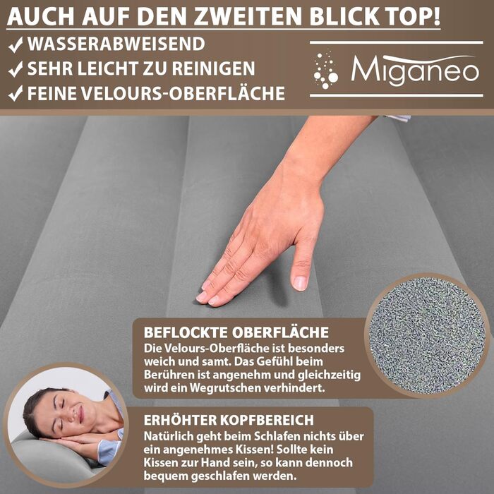 Надувне ліжко Miganeo Premium XL з електропомпою та антимікробним покриттям (203x152x46 см) | Макс. 300 кг