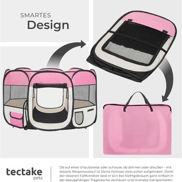 Тектейк® вольєр для цуценят, вольєр для тварин, вигульне місце для собак, котів, кроликів, вигул, вольєр для дому або кемпінгу - загородження для собак, ґрати для собак, вольєр для вигулу, вольєр для дрібних тварин - рожевий