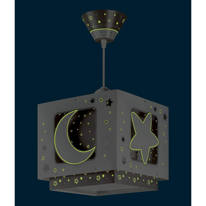 Ceiling Lamp for Kids' Room, Pendant Light, Hanging Lamp, Ceiling Light for Children, Moon and Stars Gray MoonLight, 63232E, E27