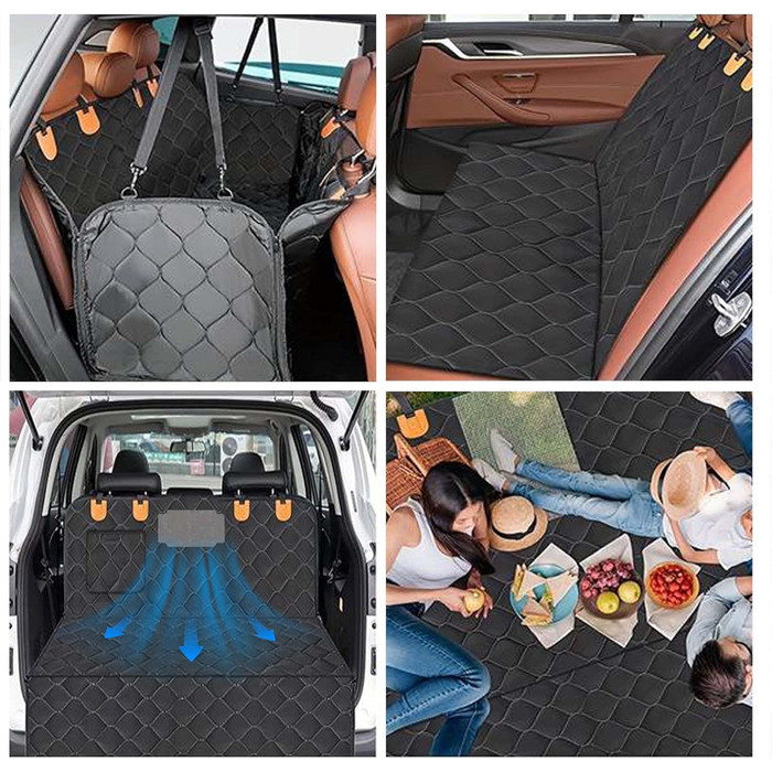 Накидка на заднє сидіння автомобіля для собак Fudajo 137x147 см, роздільна захисна накидка з віконцем, чорний чохол