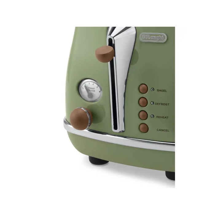 Тостер De'Longhi Icona Vintage CTOV 2103.GR, оливково-зелений, 900 Вт