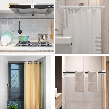 Тeleskopна штанга для душу з нержавіючої сталі 35-60 см, без свердління, для штори