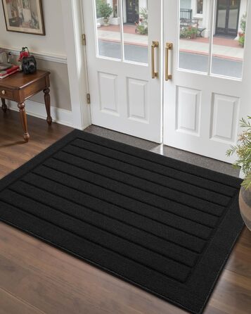 Килимок для дому COLOR&GEOMETRY 44x76 см - машинне прання, протиковзкий, швидковисихаючий, для входу, порогу, коридору (Чорний, 92 x 152 см)