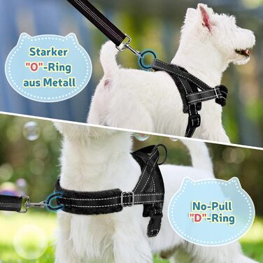 Шлейка для собак SlowTon з повідком, анти-тягнуча, регульована, світловідбиваюча, для цуценят, собак малих та середніх порід, чорна