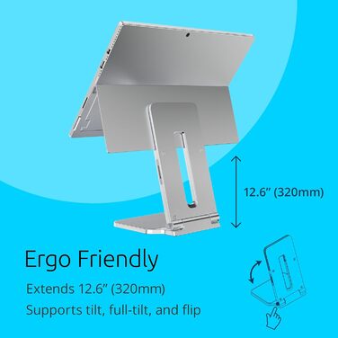 Кріплення Kensington для Surface Pro & Go: ергономічна підставка для планшетів, сумісна з Microsoft, з неслизьким дном, для офісу та в дорогу, K58277WW