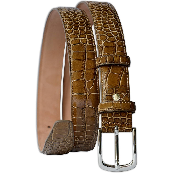 Чоловічий шкіряний ремінь Pasquale Cutarelli з крокодиловим візерунком (90 см, тауп)