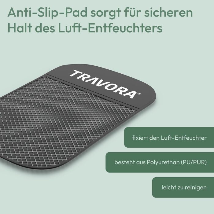 TRAVORA Dehumidifier Pillow 2x 1 kg with Anti-Slip Pad - Dehumidifier - reusable - car interior - extra large, Black