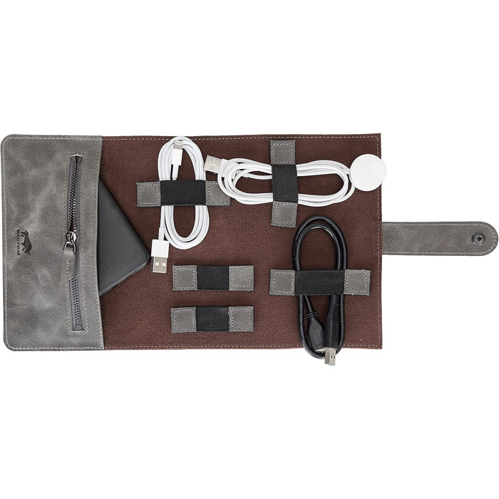 Органайзер для кабелів та аксесуарів Solo Pelle: універсальний дорожній кейс для телефону, кабелів, USB-накопичувачів (Стеінграу)