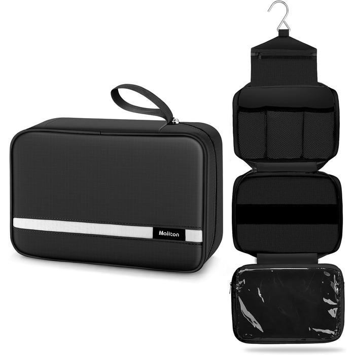 Чоловіча/жіноча косметичка Maliton для подорожей з 4 відділеннями (водостійка, компактна)