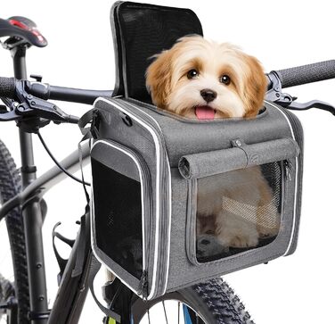Корзина для собак на велосипед 4-в-1, розширювана сумка-рюкзак, з сітковими вікнами та дверима, для котів та собак