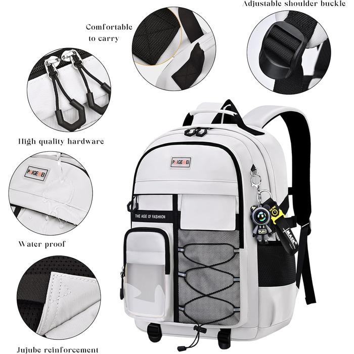 Чоловічий рюкзак для школи та подорожей, великий, водонепроникний, сірий