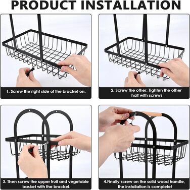 Двоярусна фруктова корзина DODUOS, етажерка для фруктів та овочів, чорна металева фруктова тарілка з ручкою, для дому, кухні, офісу
