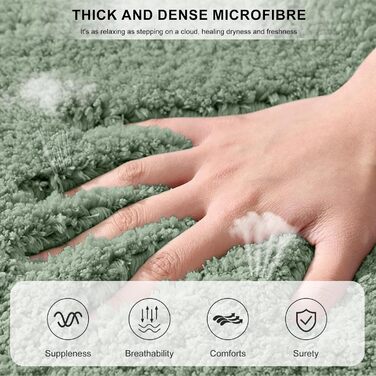 Килимок для ванної кімнати 50x80 см, антиковзаючий, м'який, швидковисихаючий, з високим ворсом, з мікрофібри, для ванни, душу та ванної кімнати (зелений) 80 x 50 см (прямокутний), зелений