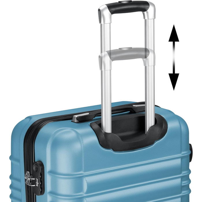 Набір валіз Zelsius 4 шт. рожевий колір | ABS, з кодовим замком, 4 колеса, внутрішня перегородка | Ручна валіза, набір валіз, Trolley, велика валіза (сталево-блакитний)