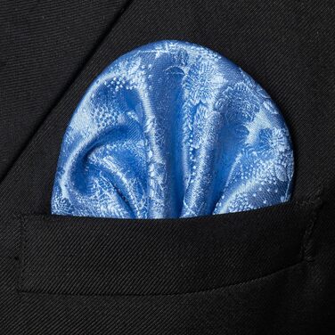 Чоловіча краватка та хустинка JEMYGINS з квітковим малюнком та затискачем для краватки (Небесно-блакитний/Волошковий)