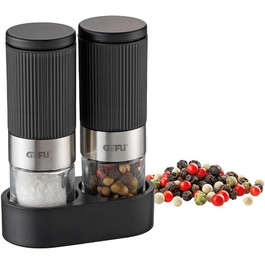 Набір мельниць для солі та перцю GEFU TUSOME, 2 шт. – міні мельниці з регульованим керамічним механізмом та кришками для аромату. Включає набір для сервірування столу |