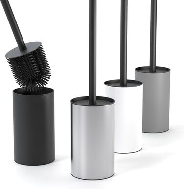 Торцева щітка для унітазу SAVEGA з нержавіючої сталі та захистом від бризок - сучасний дизайн, сріблястий колір