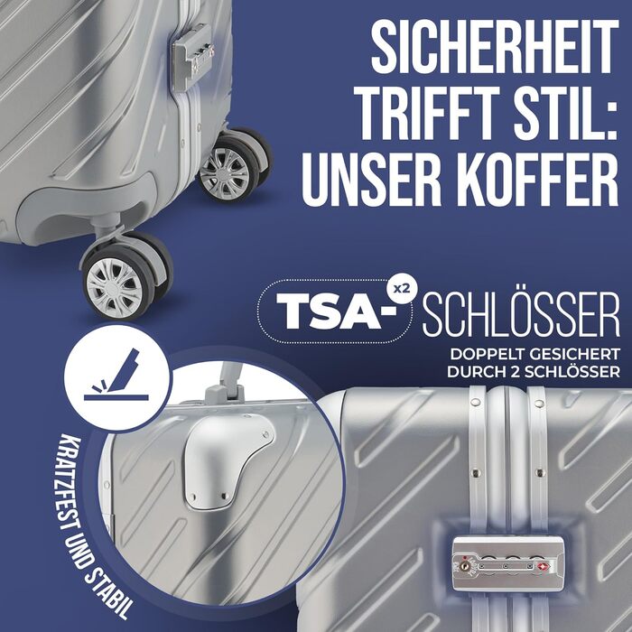 LETTOO Валіза з жорстким корпусом середнього розміру 72L | Валіза з алюмінієвим каркасом - Надзвичайно стійкий вагончик з кріпленням для кишень [ВОДОНЕПРОНИКНИЙ] Захист кутів (Набір валіз Trolley 20 та 29 дюймів, Срібло)
