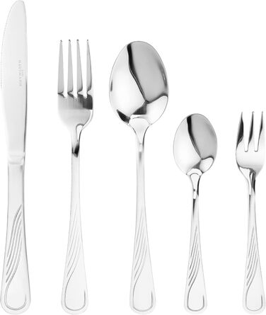 Cutlery Set, Dinnerware for 12 People, 72-Piece Stainless Steel, Cutlery Set including Case with Flatware and Cake Server, Dishwasher Safe, Silverware (EVELINE)