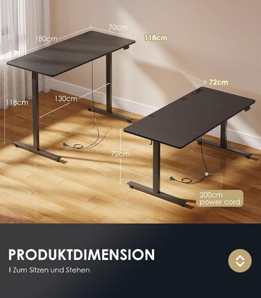 Adjustable Height Standing Desk with USB Ports - Electric Standing Desk for Home & Office - 160cm Width, Memory Function, White & Black