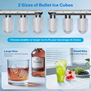 Льодогенератор Ice Cube Maker 12 кг/24 год, 2 розміри кубиків льоду, самоочищення, білий - для дому, офісу, бару